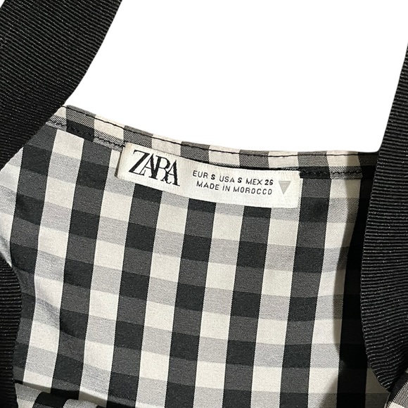 Zara | Black and White Gingham Tiered Mini Dress - Picture 4 of 10